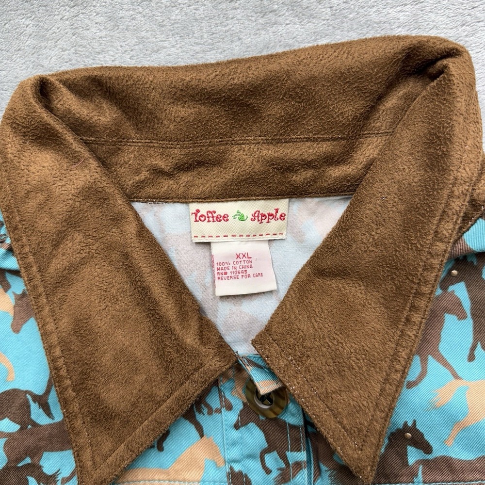 Toffee Apple‎ Jacket Shacket All over Horse Print Women's XXL Cowgirl Pockets - Picture 2 of 8